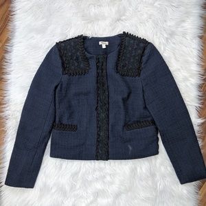 J. Crew Embroidered Jacket Blazer Navy Blue